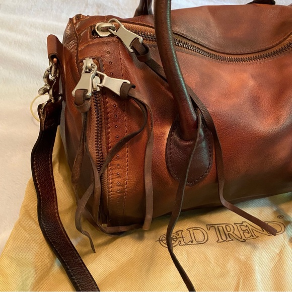 Old Trend hand painted ombre satchel in dark brown - Picture 3 of 16